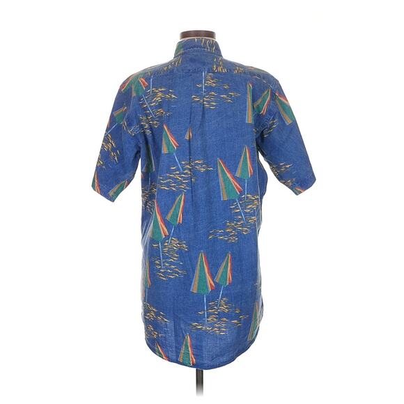 Vintage Chaps Ralph Lauren Shirt Blue Short Sleeve Button Up Umbrealls M - Picture 2 of 4